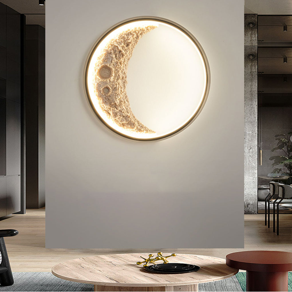 Crescent Moon Resin LED Outdoor Wall Light