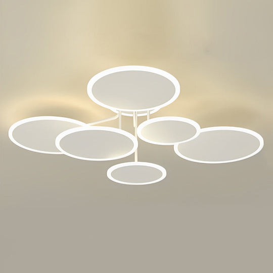 2/3/6 Round Three Step Dimming LED Matte White Nordic Ceiling Light Fixture