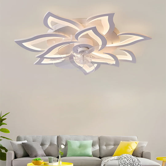 Creative Flower Shaped Three-Step Dimming LED Nordic Ceiling Fan Light