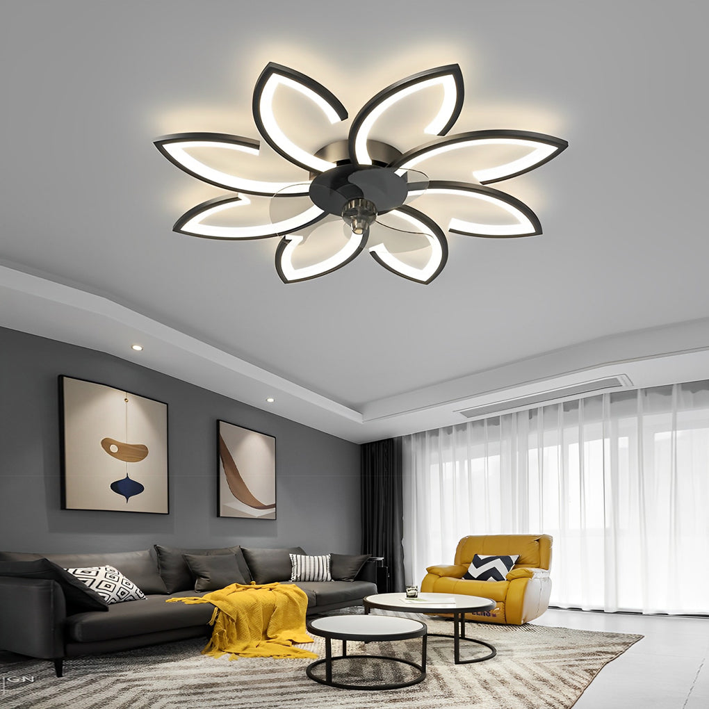 Flower Smart Stepless Dimming LED Modern Ceiling Fan Light