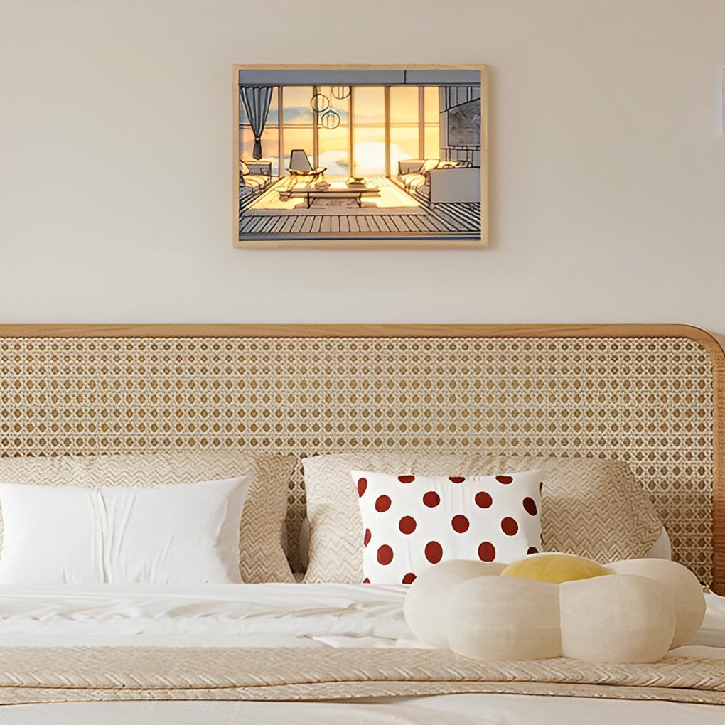 Wooden Frame Touch Control Dimmable LED Night Light