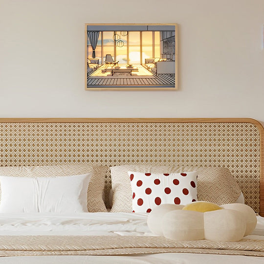 Wooden Frame Touch Control Dimmable LED Night Light