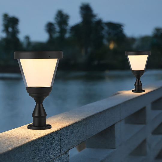 Black Modern Solar LED Fence Post Cap Light