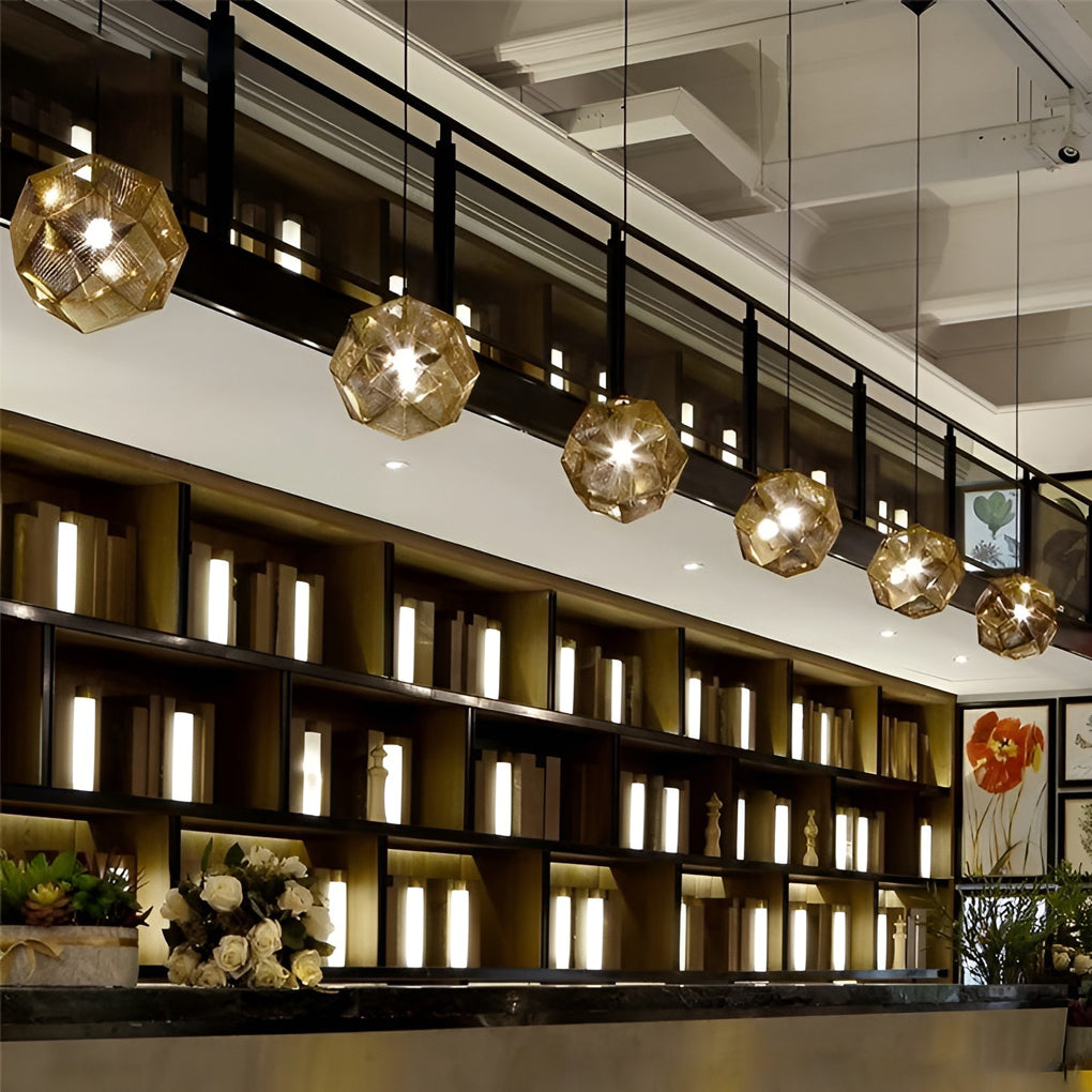Geometric Round – Electroplated Metal Postmodern Pendant Light Chandelier