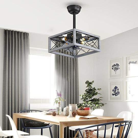 Retro Rustic Bladeless Ceiling Fan Light with Remote