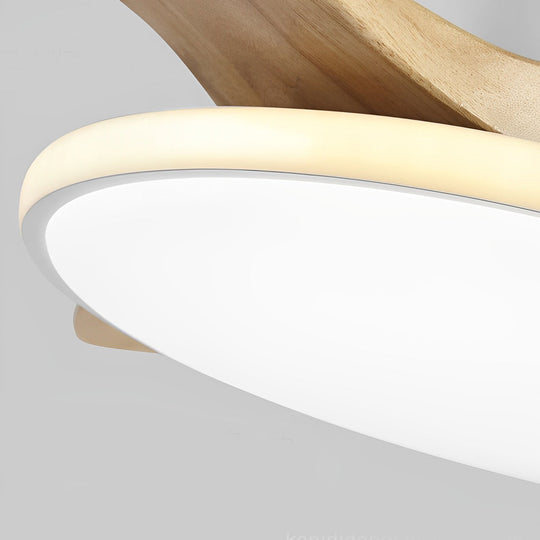 Wooden Nordic LED Ceiling Fan Light with Remote Control