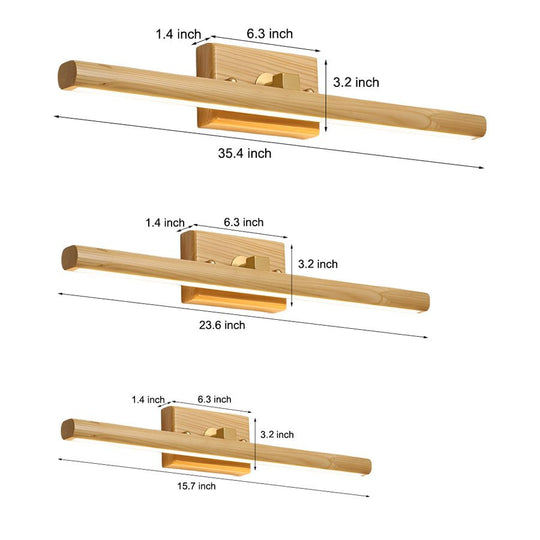 Rotatable Wood LED Bathroom Vanity Light with 3-Step Dimming
