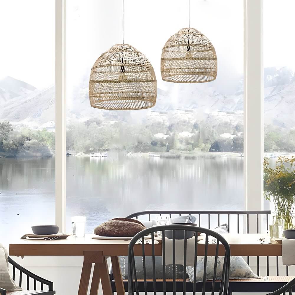 Rattan Woven Dome Pendant Light (15.7"/19.7")