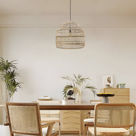 Rattan Woven Dome Pendant Light (15.7"/19.7")