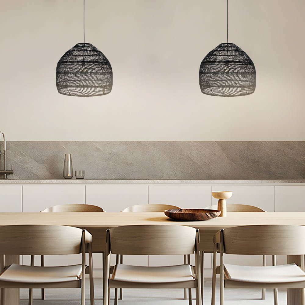 Rattan Woven Dome Pendant Light (15.7"/19.7")