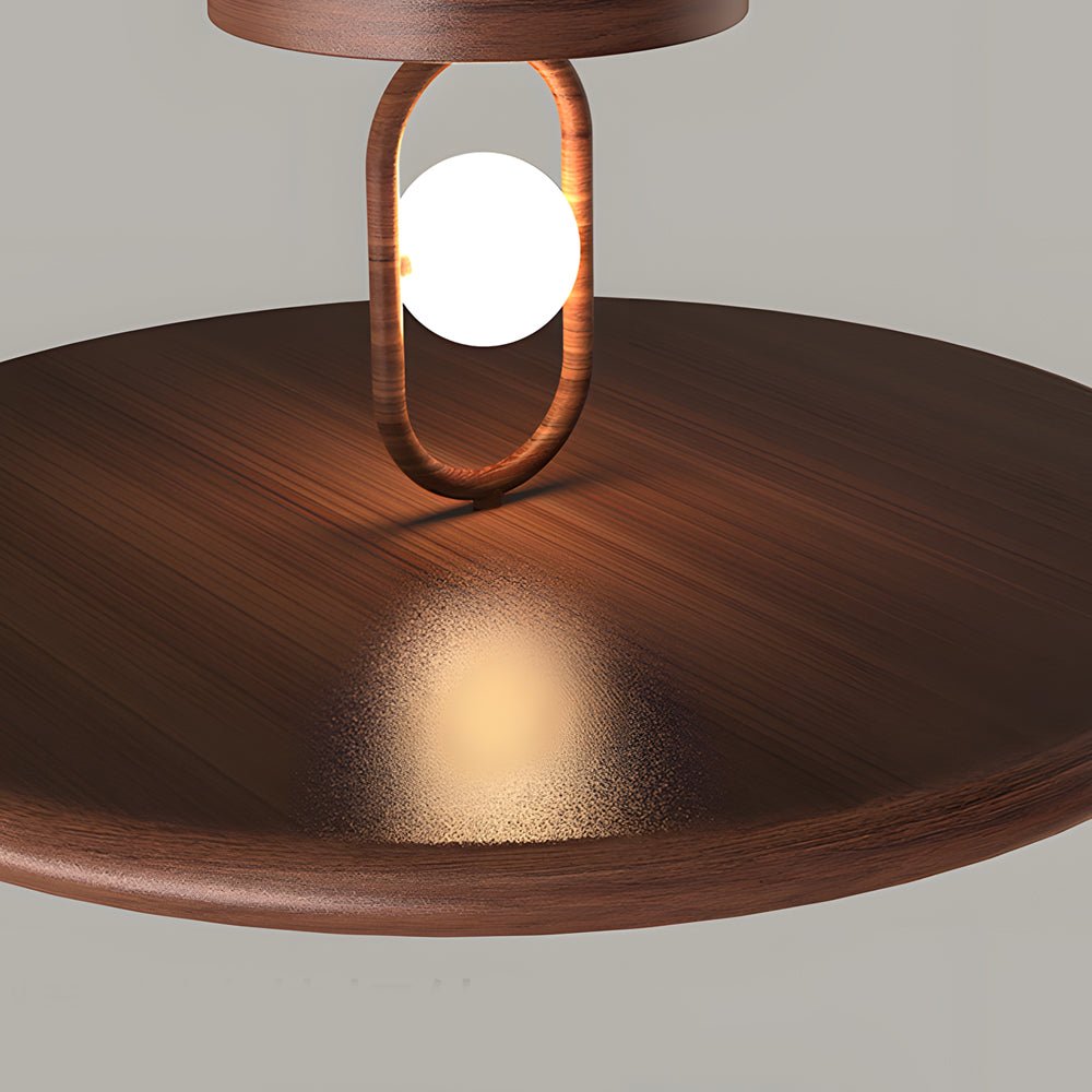 15.7/19.7-Inch Wood Grain Round Semi Flush Mount Ceiling Light