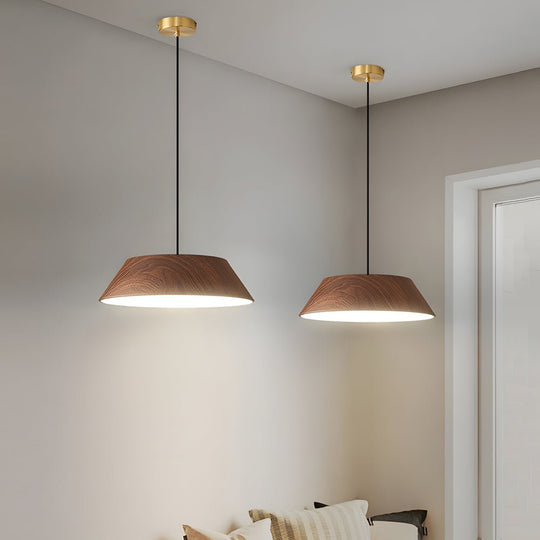 Japanese Style Round Wood LED Pendant Light – 15.7"