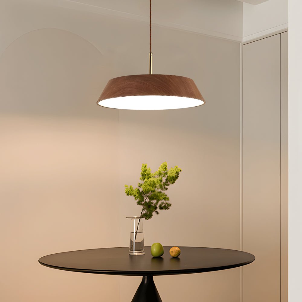 Japanese Style Round Wood LED Pendant Light – 15.7"