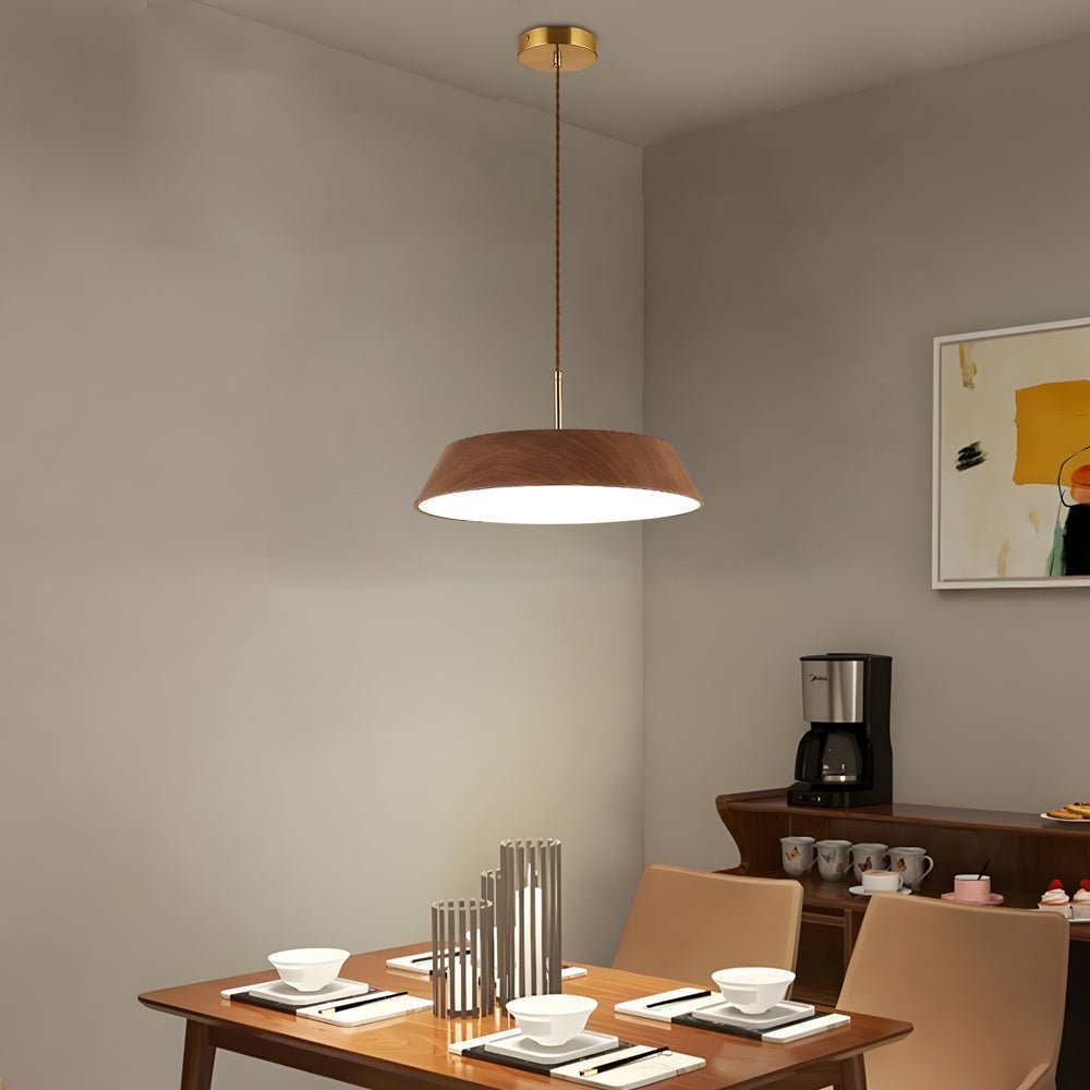 Japanese Style Round Wood LED Pendant Light – 15.7"