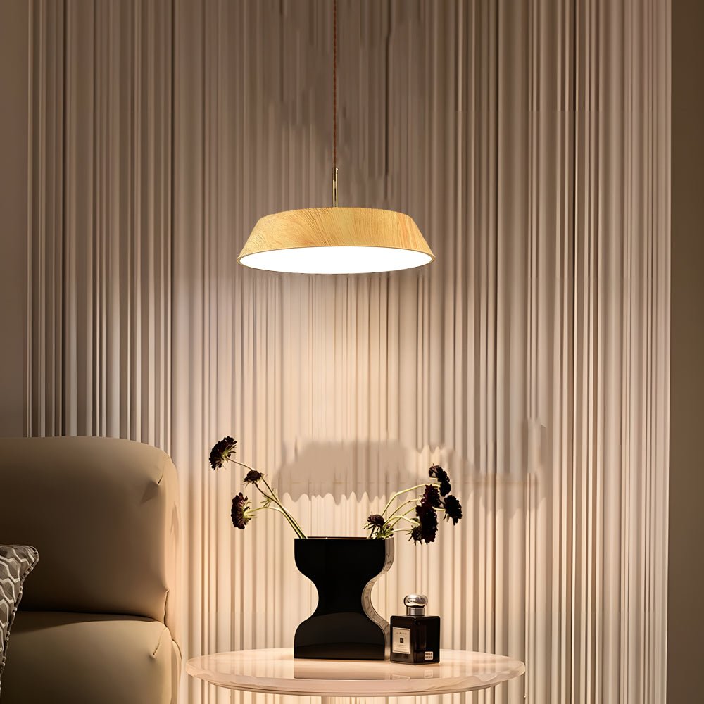 Japanese Style Round Wood LED Pendant Light – 15.7"
