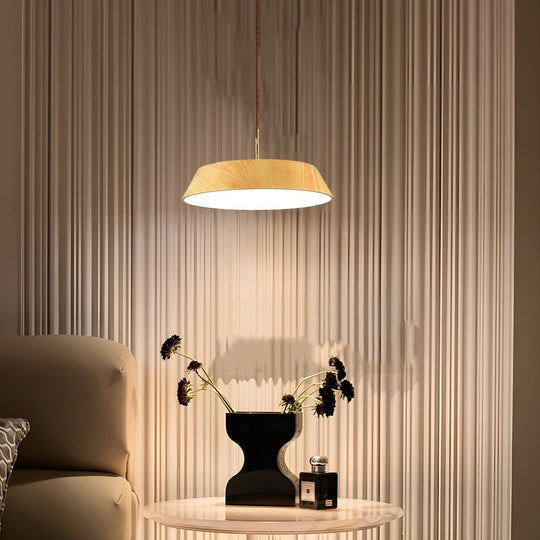Japanese Style Round Wood LED Pendant Light – 15.7"