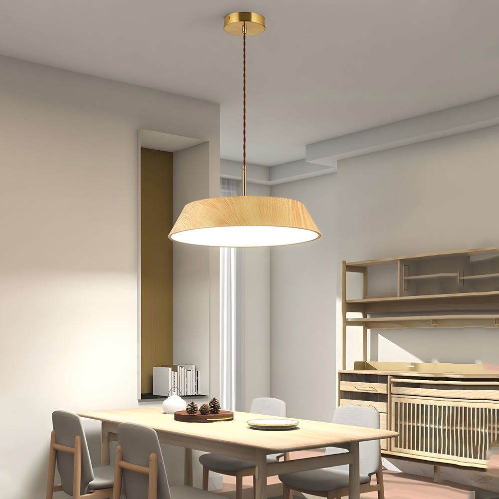 Japanese Style Round Wood LED Pendant Light – 15.7"