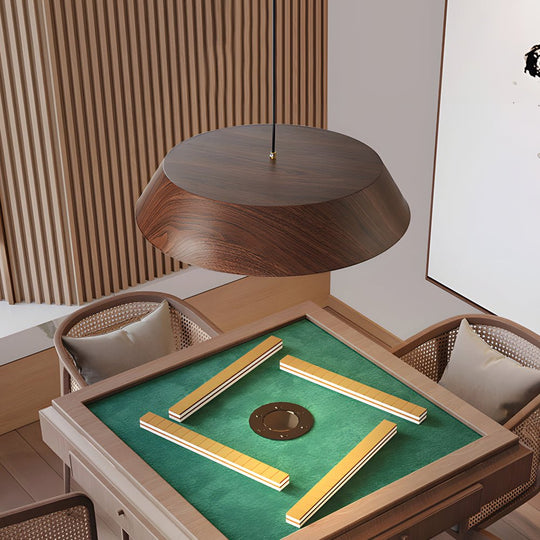 Japanese Style Round Wood LED Pendant Light – 15.7"