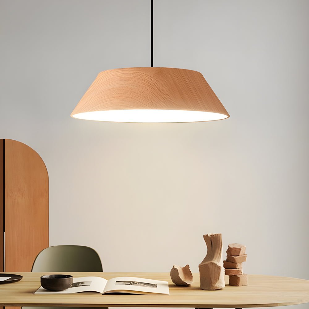 Japanese Style Round Wood LED Pendant Light – 15.7"