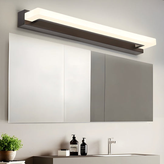 15.74'' Linear LED Vanity Light – Black Bathroom Fixture with Mesh Light Filter