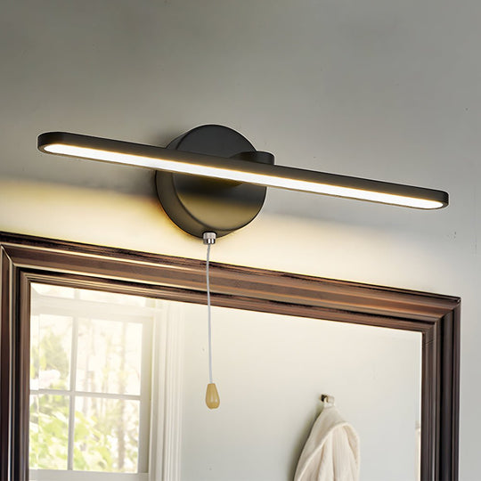 15.7'' Modern LED Linear Vanity Light – Pull Rope Switch, Black/Bronze