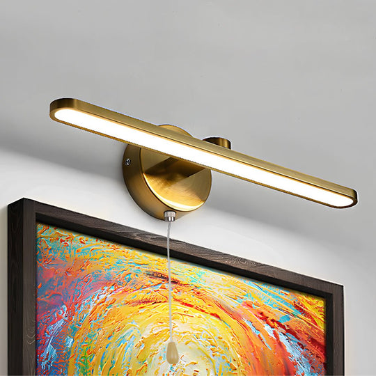 15.7'' Modern LED Linear Vanity Light – Pull Rope Switch, Black/Bronze
