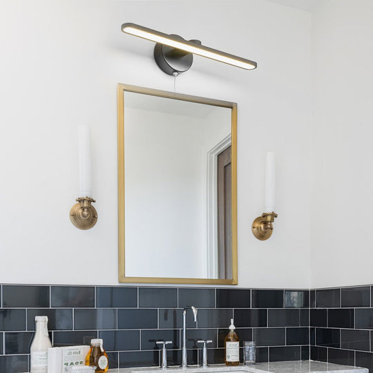 15.7'' Modern LED Linear Vanity Light – Pull Rope Switch, Black/Bronze