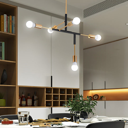 5 Lights LED Creative Branch Electroplated Iron Modern Chandelier Ceiling Light