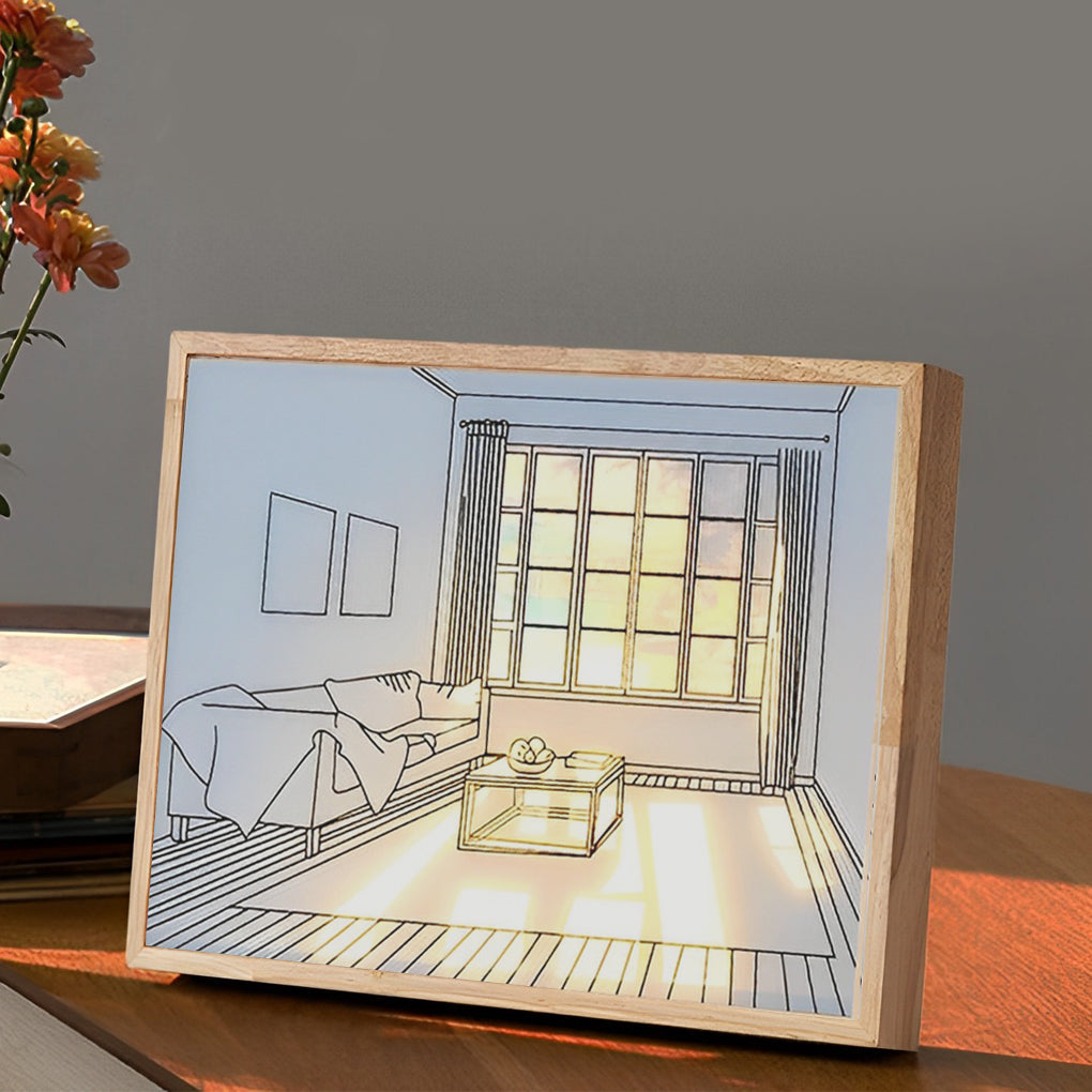 Wooden Frame Touch Control Dimmable LED Night Light