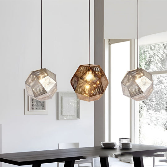 Geometric Round – Electroplated Metal Postmodern Pendant Light Chandelier