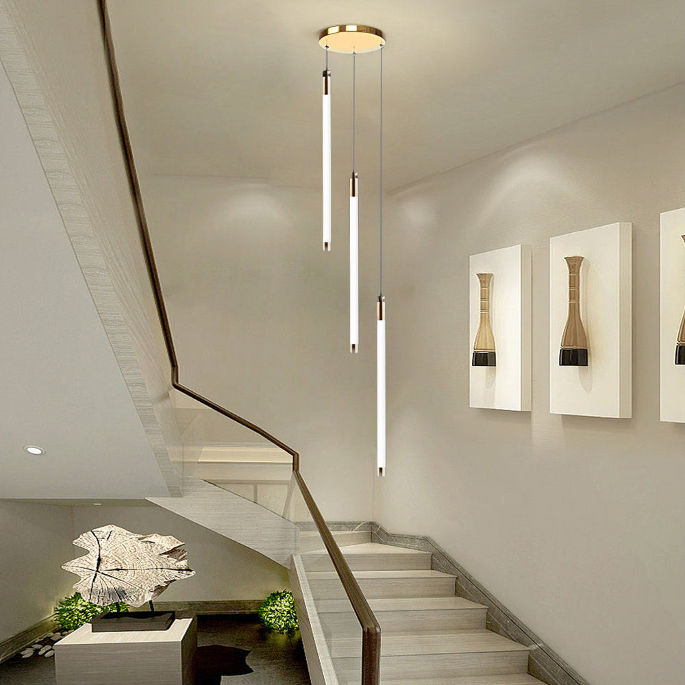Spiral Creative Long Tube LED Modern Duplex Staircase Chandelier Ceiling Light