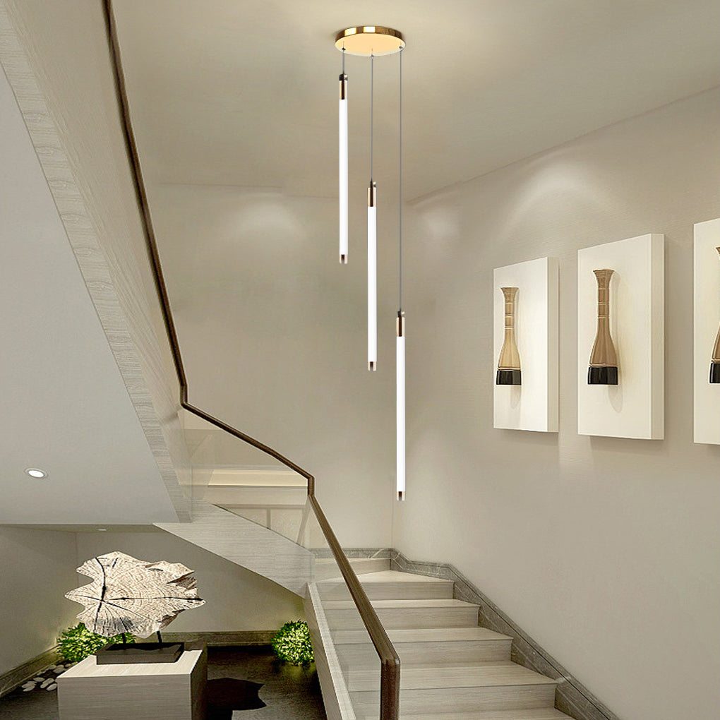 Spiral Creative Long Tube LED Modern Duplex Staircase Chandelier Ceiling Light