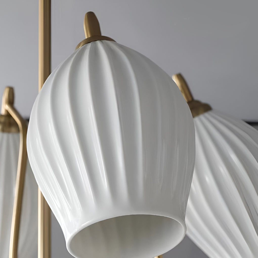 4 Lights Ceramic Flower-Shaped Warm Light Modern Ceiling Light