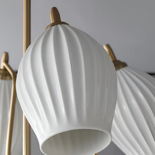 4 Lights Ceramic Flower-Shaped Warm Light Modern Ceiling Light