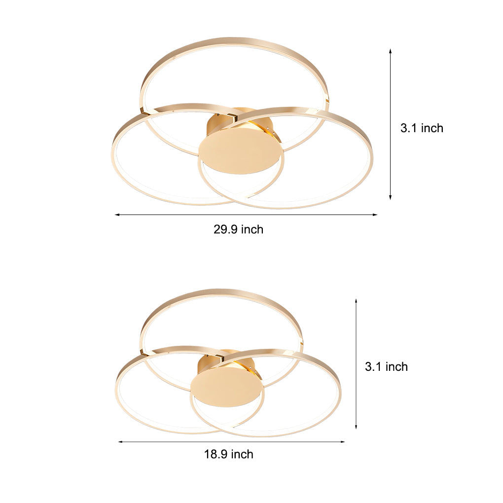 Three Rings Stepless Dimming Electroplated Metal Nordic Ceiling Light