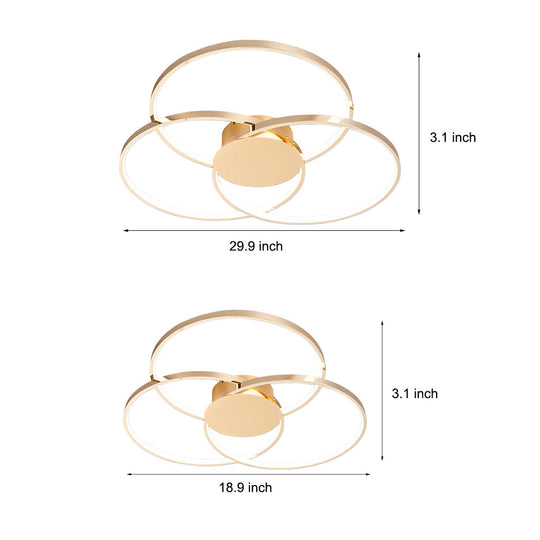 Three Rings Stepless Dimming Electroplated Metal Nordic Ceiling Light