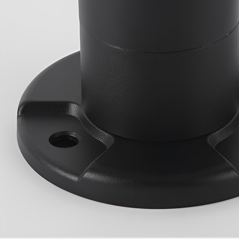 Round Black Solar LED Outdoor Light with Ribbed Lampshade