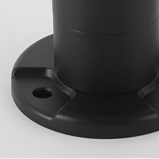 Round Black Solar LED Outdoor Light with Ribbed Lampshade