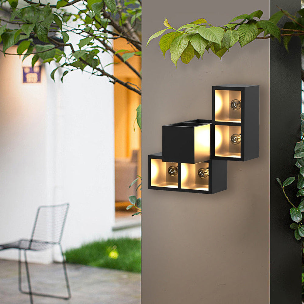 Waterproof Creative Square Combination Wall Lamp with Flowerpot
