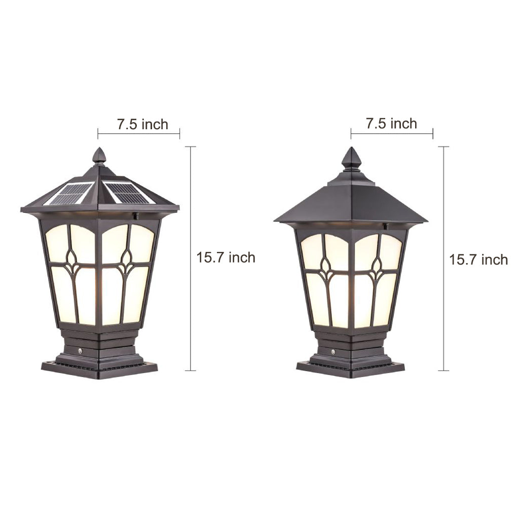 Waterproof Aluminum LED Brown Retro Solar Post Cap Lights Pillar Lamp