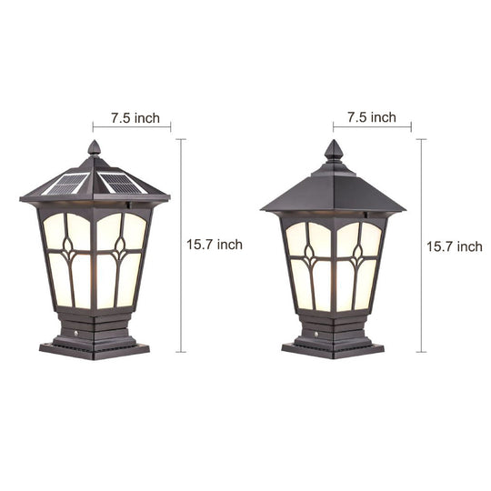 Waterproof Aluminum LED Brown Retro Solar Post Cap Lights Pillar Lamp