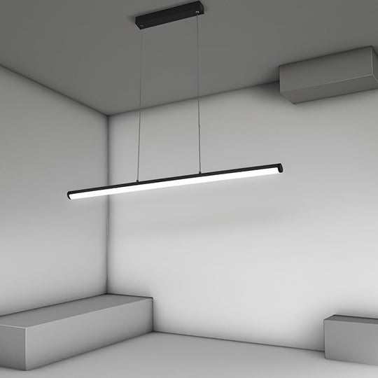 16" Rectangular Long Matte Black LED Pendant Light – Warm White