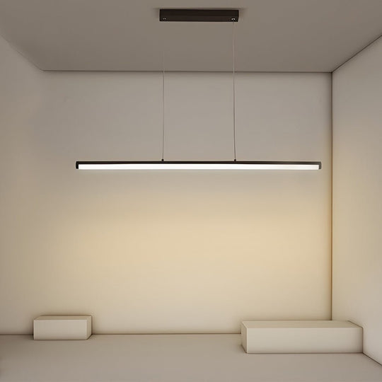 16" Rectangular Long Matte Black LED Pendant Light – Warm White