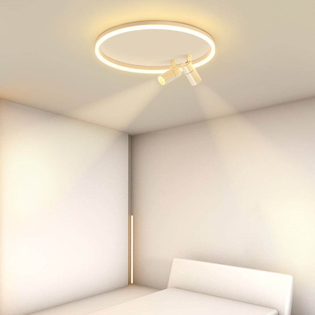 16" Round Dimmable Flush Mount Ceiling Light with 2 Rotatable Spotlights