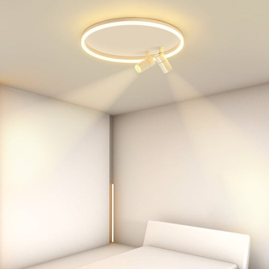 16" Round Dimmable Flush Mount Ceiling Light with 2 Rotatable Spotlights