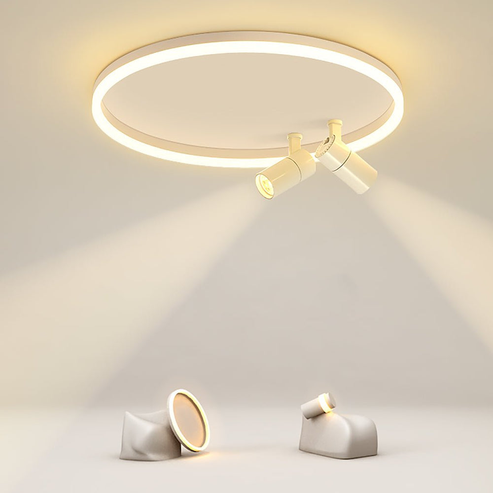 16" Round Dimmable Flush Mount Ceiling Light with 2 Rotatable Spotlights