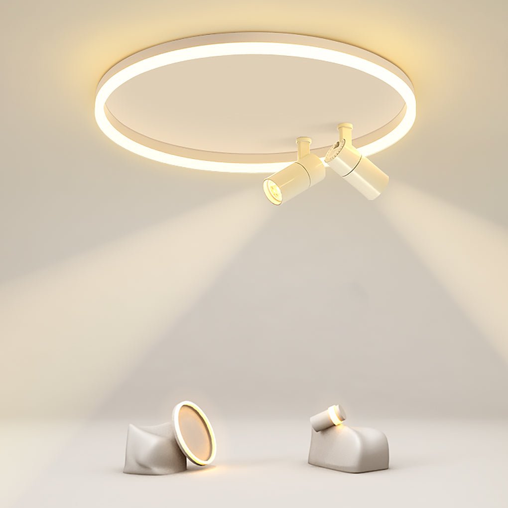 16" Round Dimmable Flush Mount Ceiling Light with 2 Rotatable Spotlights