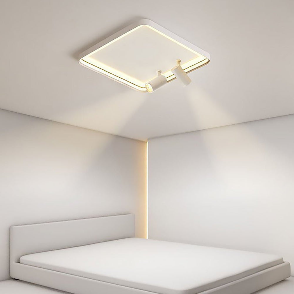 16'' Square Dimmable Flush Mount LED Light with 2 Adjustable Spotlights