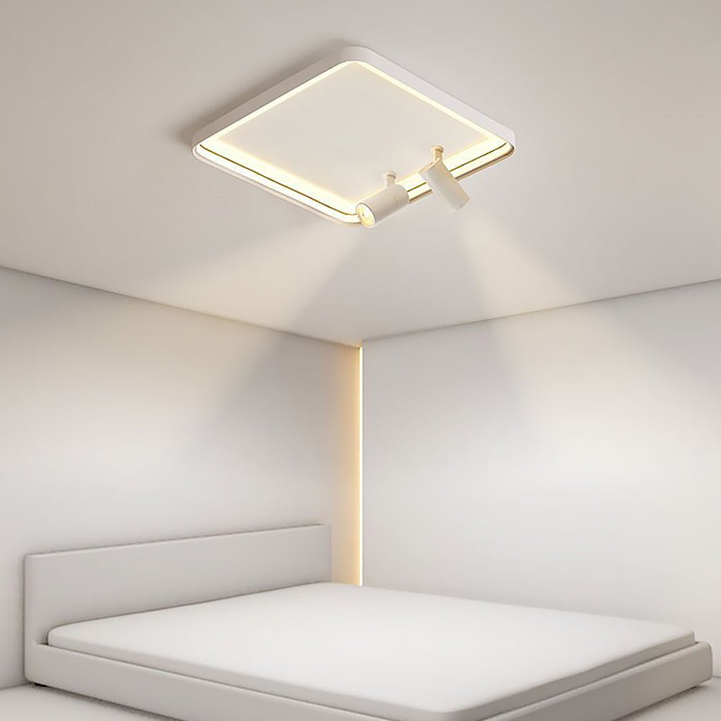 16'' Square Dimmable Flush Mount LED Light with 2 Adjustable Spotlights