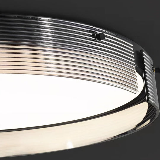 Round Black Stripe Glass LED Flush Mount Ceiling Light – 16.5"/20.5"
